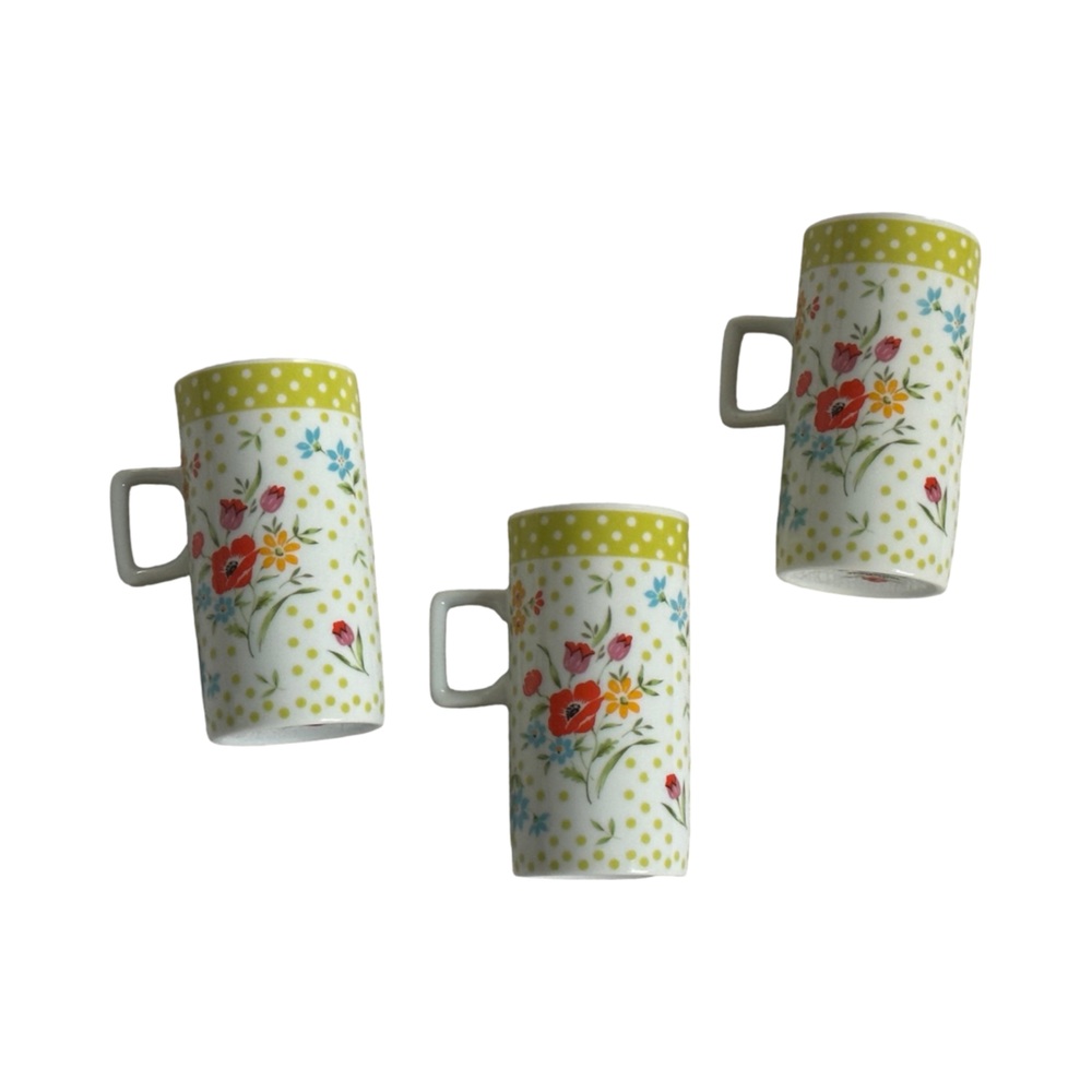 Vintage MilleFleur Avant Garde Made in Japan Set Of 3 Double Espresso Cups Mugs